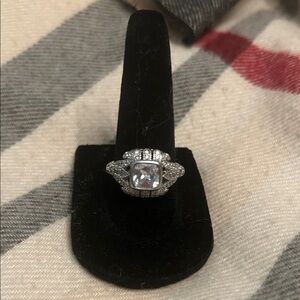 Art deco diamond Silver Women's Ring 7